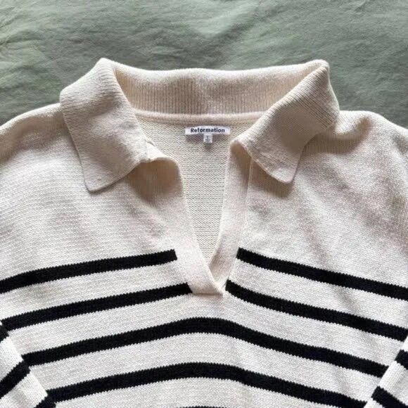 Reformation Striped Collared Francesco Polo Sweater - Picture 3 of 5